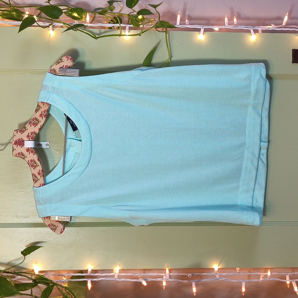Women's GAP Light Seafoam Aqua Sleeveless VISCOSE Button Back Crop Tank Top M